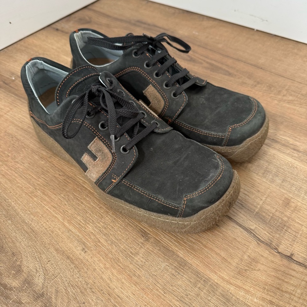 John Fluevog Men's Justin Sneakers Leather Lace up Suede Square Toe Casual 41 - Picture 1 of 9
